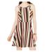 PLANET GOLD Womens Gold Striped Sleeveless Jewel Neck Mini Sheath Dress Size XXS