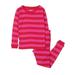 Leveret Striped Kids & Toddler Girls Pajamas 2 Piece Pjs Set 100% Cotton (Size 3 Toddler, Red & Pink)