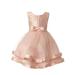 Rain Kids Baby Girls Blush Pearl Beaded Bow Satin Special Occasion Dress