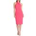 RACHEL ROY Womens Pink Zippered Sleeveless Halter Knee Length Body Con Evening Dress Size L