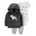 Child of Mine by Carter's Baby Boy Fleece Hoodie Jacket, Bodysuit & Pants, 3pc Outfit Set