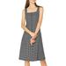 Unique Bargains Women's Houndstooth Print Sleeveless Square Neck A-Line Dress