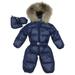 Hooded Down Snowsuit Jacket Warm Collar Romper Windproof Parka Solid Color Coat Waist-down Jumpsuit Outwear(Newborn Baby Boy Girl&Infant)