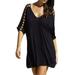 Women V-Neck Hollow Out Swimwear Beachwear Women Bikini Beach Wear Cover Up Kaftan Ladies Summer Black Beach Dresses