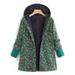 Jocestyle Vintage Women Floral Fleece Sweater Warm Casual Hooded Coat (Green 4XL)