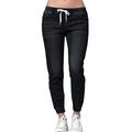 S-5XL Women Casual Drawstring Mid Rise Stretch Jeans Trousers Slim Fit Boyfriend Denim Pants Joggers Jeggings Plus Size
