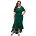 Ever-Pretty Women's Short Sleeve Empire Waist Lace Long High Low Dress 00352 Green US22