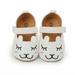Newborn Baby Girls Solid Cartoon First Walkers Soft Sole Shoes Sneakers Round Toe Flats Baby Girl Single Shoes Toddler Shoes White 6-12M