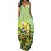 JustVH Women V Neck Sleeveless Floral Long Maxi Dress with Pocket