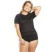 Sporti Plus Size Women's Solid S/S Upf 50+ Sun Shirt (XXX-Large, Black)
