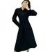 Sonbest Women Casual Autumn Dress Lady Korean Style Minimalist Solid Color Shirt Dress Long Sleeve Bow Dress Vestido Black M