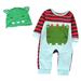 StylesILove Cartoon Animal Baby Boy Cotton Long Sleeve Romper with Hat 2 pcs Outfit Set (80/6-12 Months, Green Crocodile)