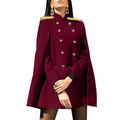 ZANZEA Womens Stand Collar Double Breasted Cape Coat Winter Cloak Outwear