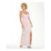 ELIZA J Womens Pink Glitter Slitted Spaghetti Strap Sweetheart Neckline Full-Length Sheath Formal Dress Size 6