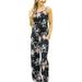 Women's Beach Jumpsuit Elastic Waist Floral Printed Jumpsuits Rompers Casual Playsuit Pants Trouseras withPockets