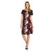 Taylor Dresses Women's Cap Sleeve Printed Fit and Flare Sweater Dress, Merlot, Small