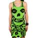 This Misfits Skull and Logo All Over Print Ladies Racerback Tank Dress (Lime Green, X-Large (7/8))