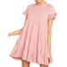 ZXZY Women Crew Neck Ruffled Short Sleeves Babydoll Mini Dress