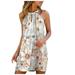 Follure summer dresses Fashion Women's Summer Casual Metal Hanging Neck Printed Strapless Dress