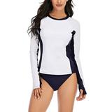 UKAP Two Piece Womens Swimsuits Long Sleeve Surfing Swimming Bathing Suit Black-white Swimwear Summer Beach Tankini Set Push Up Tops + Bottoms