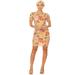 MOA COLLECTION Women's Floral Print Casual Short Sleeve Bodycon Fit Mini Dress/Made in USA