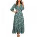 Summer Women 3/4 Sleeve Beach Bohemia Dress Flower Long Skirt Holiday Party Beach Long Skirt Dress