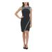 TOMMY HILFIGER Womens Black Color Block Sleeveless Jewel Neck Short Sheath Party Dress Size 0P