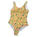 QunButy Swimsuit for Women Color Printed Push-Up One Piece Beachwear Halter Swimwear S-XL