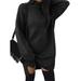Women Long Sleeve Cowl Neck Casual Loose Oversized Knit Pullover Sweater Dress