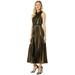 Donna Morgan Stretch Foil Pleated Skirt Halter Dress Black/Gold