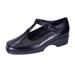 24 HOUR COMFORT Tracy Wide Width Durable Cushioned T-Strap Leather Shoes BLACK 7