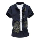 Colisha Men Button Down T Shirts Slim Fit Casual Short Sleeves Dress Shirts Summer Tops Print Big & Tall Work Shirt