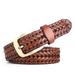 ASCZOV Unisex Classic Handmade Braided Durable With Pin Buckle Woven Soft Leather Belt