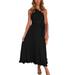 UKAP Women Sleeveless one Shoulder Ruched Maxi Dress Elegant Evening Cocktail Party Dress Solid Ruffle A-Line Sundress