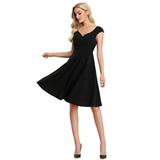 Ever-Pretty Women's Cap Sleeves Short Cocktail Dress for Women Work Dresses with Sleeves 00112 Black Large