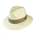 Toyo Straw Safari Fedora Hat - Khaki Band - L - Ivory/Khaki