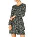 Allegra K Women's Leopard Long Sleeve Smock Layered Ruffle Hem Dress