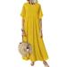 Niuer Women Summer Wrap Long Maxi Dress Casual Boho Polka Dot Round Neck Short Sleeve Maxi Swing Dresses Ruffle Flowy Beach Long Sundress