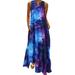 Womens 3D Galaxy Print Maxi Dress Sleeveless Beach Casual Sundress Plus Size