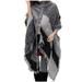 Mnycxen Women Contrast Color Tassel Scarf Retro Female Multi-Purpose Shawl Scarf