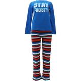 Lands' End B FLEECE SLEEP SET Vivid Blue Stripe 6 NEW 475332