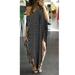 Suzicca New Women Loose Long Dress Striped Batwing Sleeve Off-shoulder Split Asymmetric Casual Maxi Plus Size Dress