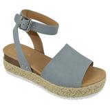 Soda Women Wedge Sandals Open Toe Ankle Strap Flatform Espadrilles Trim Platform Topic-S Light Blue 7.5