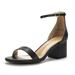 Dream Pairs Women's Fashion Low Chunky Heel Sandals Open Toe Ankle Strap Dress Heel Shoes Low-Chunk Black/Pu Size 8