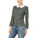 Allegra K Women's Peter Pan Collar Contrast Long Sleeve Plaid Shirt