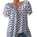 Women Blouse Summer Tops Casual V Neck Polka Dot Short Sleeve Loose Shirt Dot Printed Tops Plus Size S-5XL