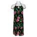 Colleen Lopez Dress Sz M Jersey Knit Floral Print Halter Black 688-986