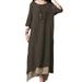 Tomshoo New Women Vintage Dress Split Irregular Hem Casual Loose Boho Long Maxi Dresses Orange/Army Green/Coffee