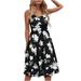 Mchoice Women Beach dresses sun dresses Sling Sleeveless V-Neck Printing Casual Dress plus size maxi dress