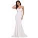 Ever-Pretty Women's Elegant Bodycon Strapless Lawn Simple Cocktail Dresses for Bride 00249 White US14